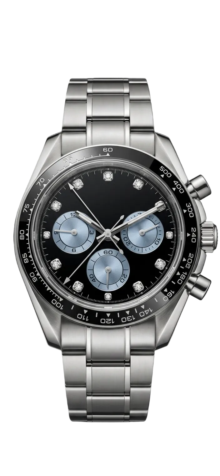 Torvex Silver Steel Black Blue Dial