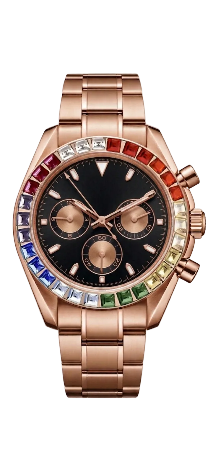 Torvex Rose Steel Black Dial Diamonds